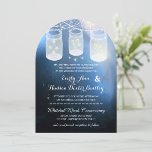 Invitation Mariage romantique de luciole Mason Jar