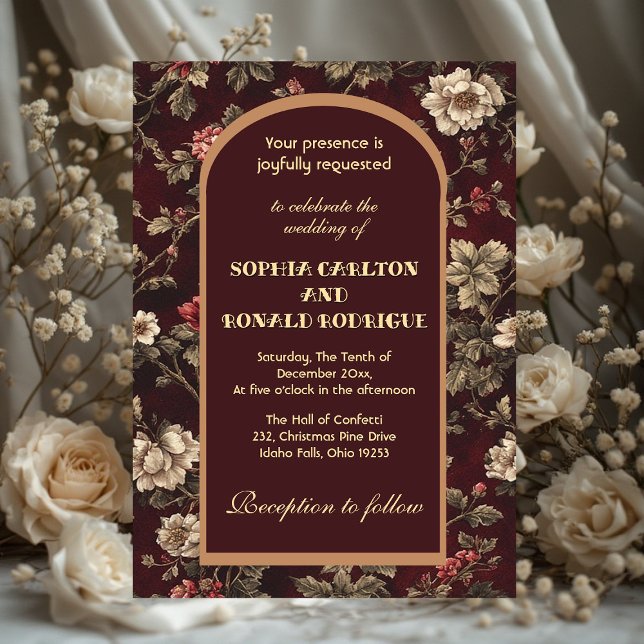 Invitation Mariage romantique de Noël classique en chinoiseri (Classic Christmas Chinoiserie Romantic Wedding Invitation)