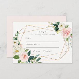 Invitation Mariage romantique de printemps géométrique RSVP