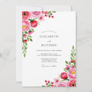 Invitation Mariage Romantique de Printemps Magenta