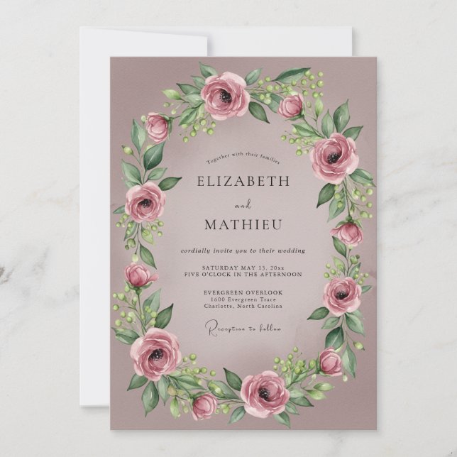 Invitation Mariage Romantique Délicat Mauve (Devant)