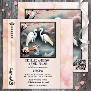 Invitation Mariage romantique des grues japonaises