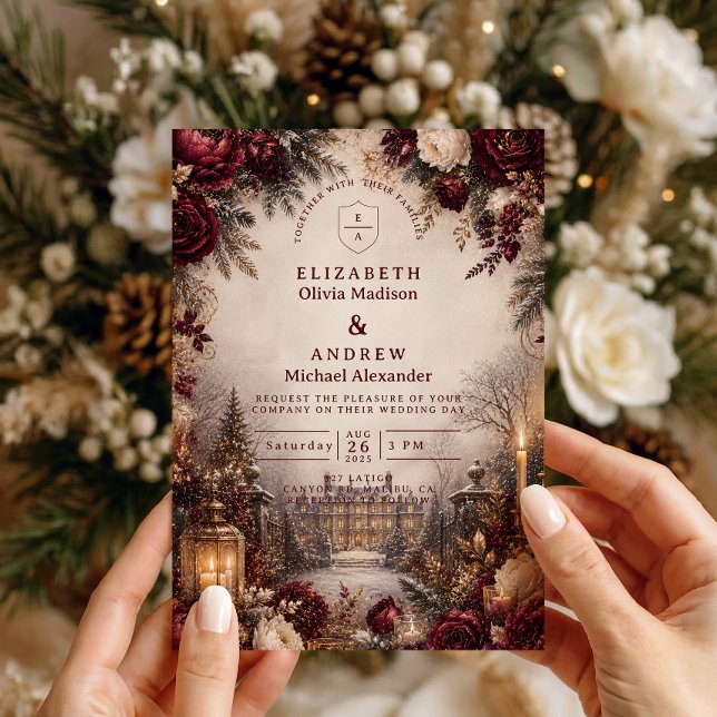 Invitation Mariage Romantique d'Hiver en Bourgogne (Créateur téléchargé)
