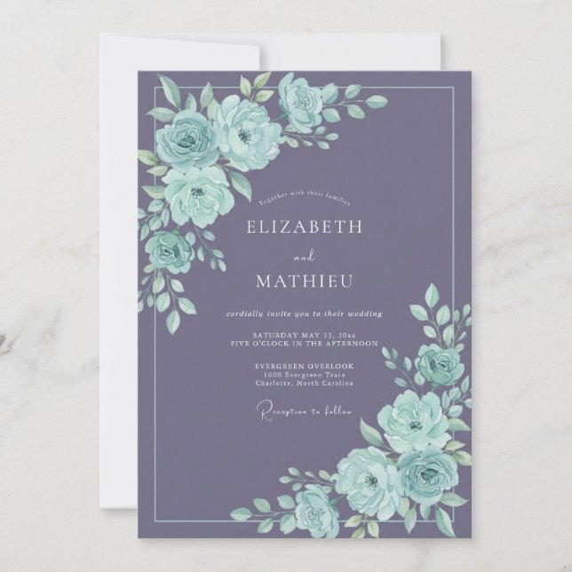 Invitation Mariage Romantique Douce Lilac (Devant)