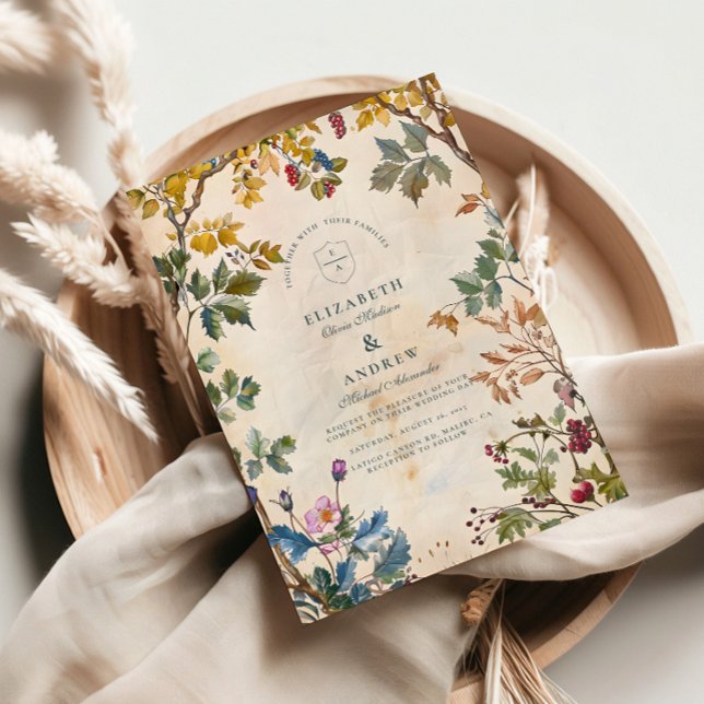 Invitation Mariage romantique du feuillage des bois (Créateur téléchargé)