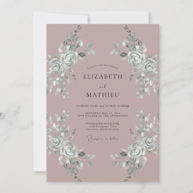 Invitation Mariage Romantique Élégant Mauve (Devant)