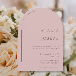 Invitation Mariage Romantique Élégant Minimaliste Arche Rose 