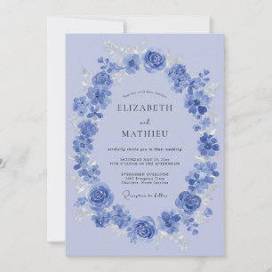 Invitation Mariage Romantique Envoûtant Bleu Myosotis