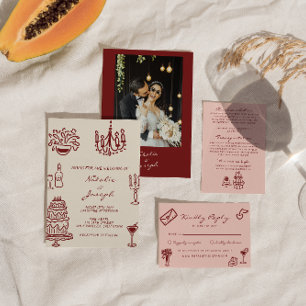 Invitation Mariage romantique et fantaisiste de Bourgogne des