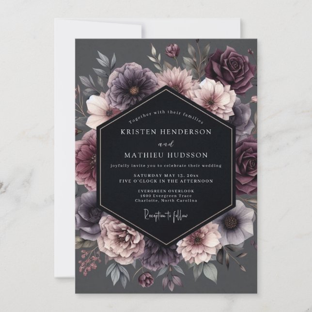 Invitation Mariage Romantique et Maussade de Botanique de Pru (Devant)