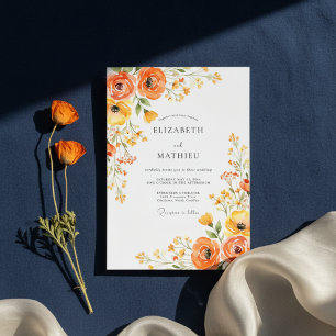 Invitation Mariage Romantique et Pictural de Fleur d'Orange
