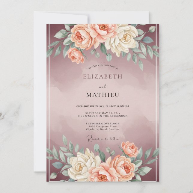 Invitation Mariage Romantique et Seduisant Mauve (Devant)