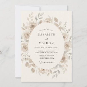 Invitation Mariage Romantique Éthéré Beige