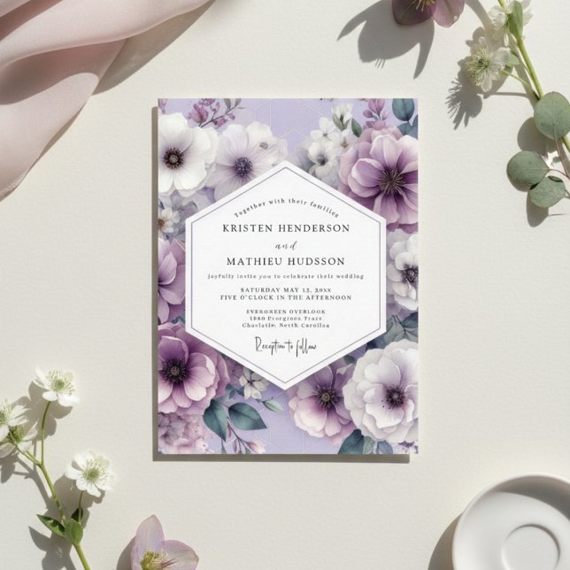 Invitation Mariage Romantique Fleur de Lavande (Créateur téléchargé)