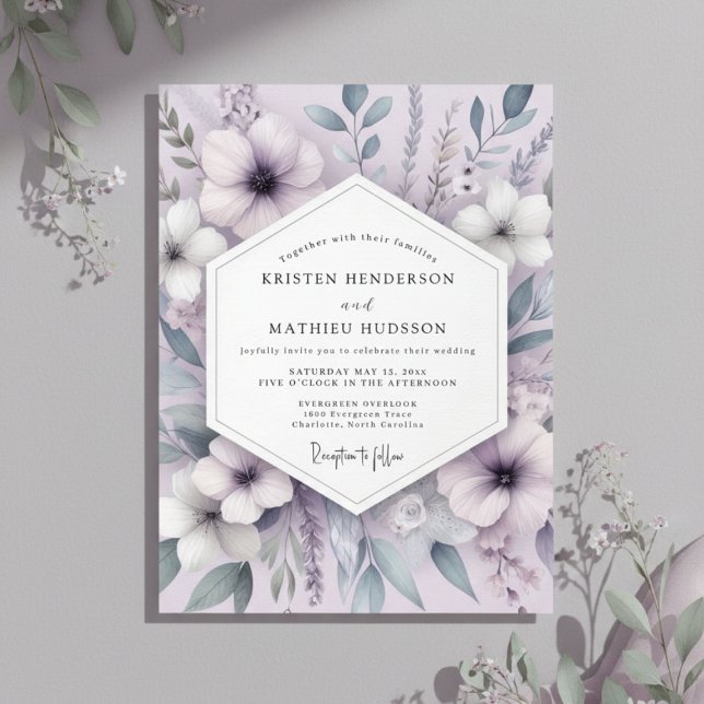 Invitation Mariage Romantique Fleur de Lavande (Créateur téléchargé)