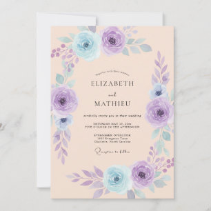 Invitation Mariage Romantique Fleur de Lavande Bleue