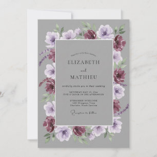 Invitation Mariage Romantique Fleur de Lilas Bourgogne