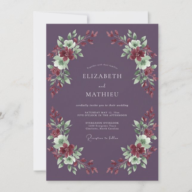 Invitation Mariage Romantique Fleur de Prunier (Devant)
