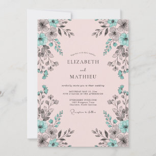 Invitation Mariage Romantique Fleur de Thé