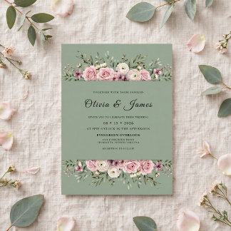 Invitation Mariage Romantique Fleur d'Olivier