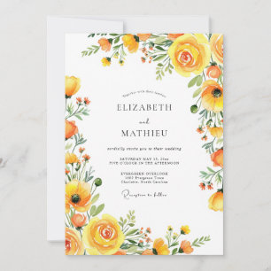 Invitation Mariage Romantique Fleur Jaune