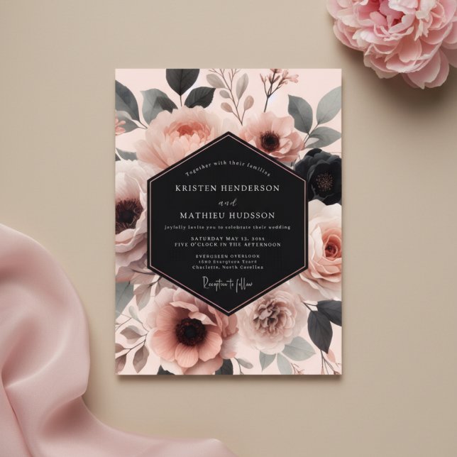 Invitation Mariage Romantique Fleur Mauve (Créateur téléchargé)