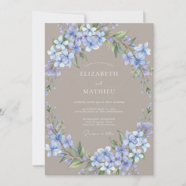 Invitation Mariage Romantique Fleurissement de Lavande (Devant)