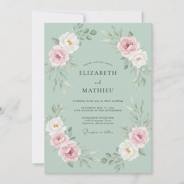 Invitation Mariage Romantique Floraison de Sauge (Devant)