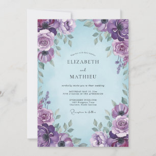 Invitation Mariage Romantique Floral Améthyste