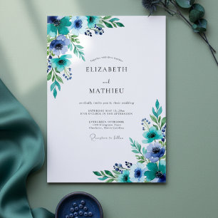 Invitation Mariage Romantique Floral aux Traits de Pinceau Sa
