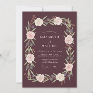 Invitation Mariage romantique floral éthéré de Bourgogne