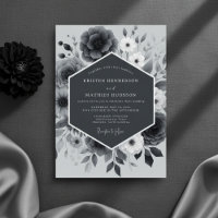 Mariage Romantique Floral Gris Ardoise