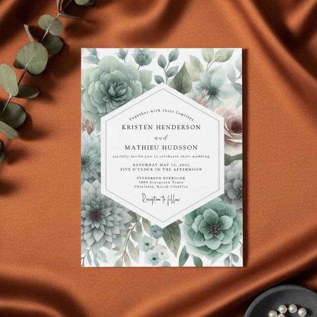 Invitation Mariage Romantique Floral Sage (Créateur téléchargé)
