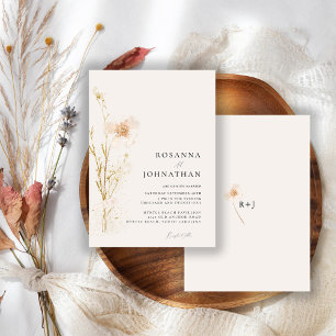 Invitation Mariage Romantique Gold & Blush Pressé Fleurs