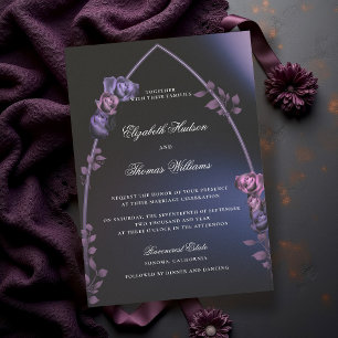 Invitation Mariage Romantique Gothique Arche Humeur Bleu Fonc