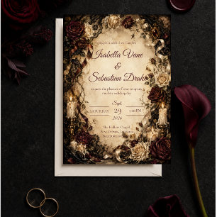 Invitation Mariage Romantique Gothique aux Roses