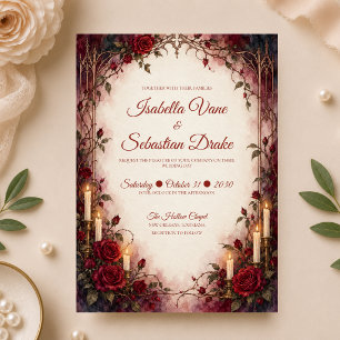 Invitation Mariage Romantique Gothique aux Roses