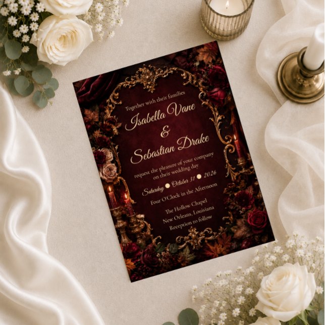 Invitation Mariage Romantique Gothique d'Automne (Créateur téléchargé)