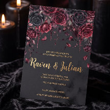 Mariage Romantique Gothique Floral Bourgogne en Ca
