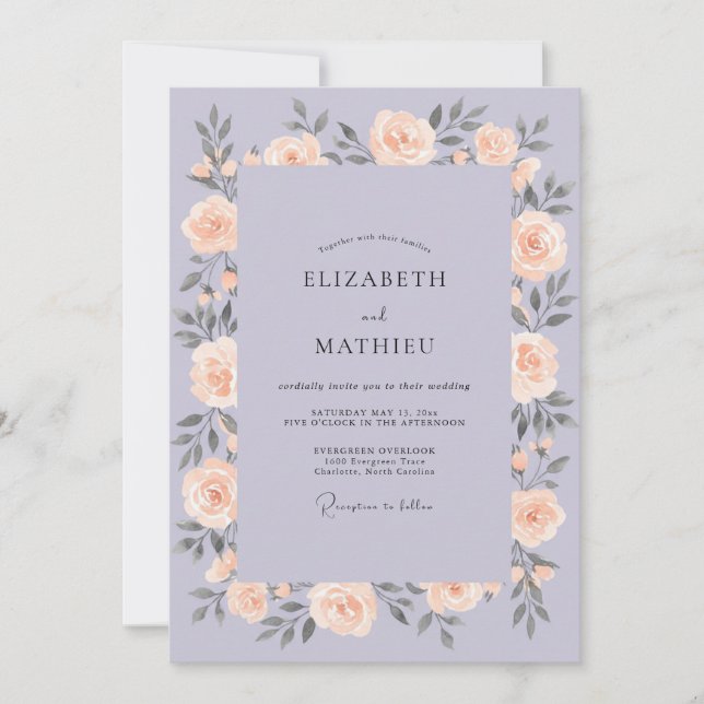 Invitation Mariage Romantique Impressionniste Lilas (Devant)