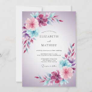 Invitation Mariage Romantique Lavande Brillante