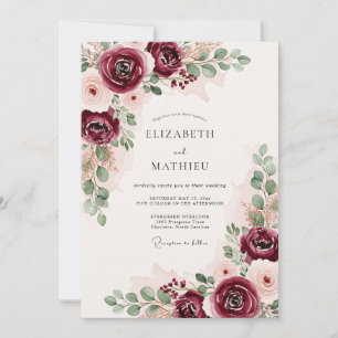Invitation Mariage romantique luxuriant en Bourgogne