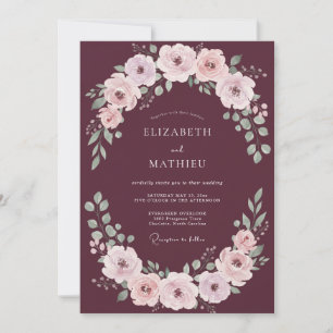 Invitation Mariage Romantique Luxuriant et Sombre en Bourgogn