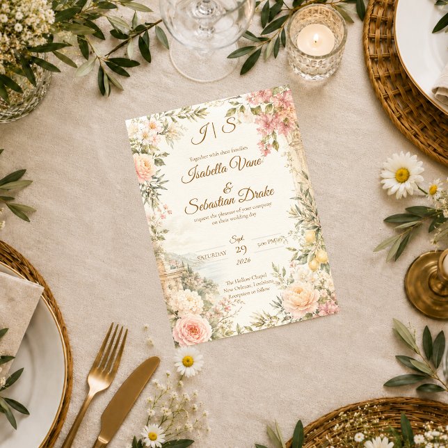 Invitation Mariage romantique méditerranéen (Créateur téléchargé)