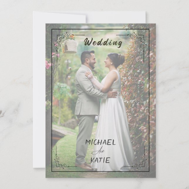 Invitation Mariage Romantique Minimaliste | Lignes Épurées &  (Devant)