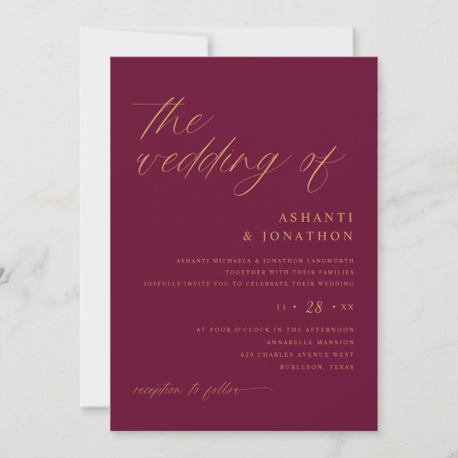Invitation Mariage Romantique Moderne à la Mûre (Devant)