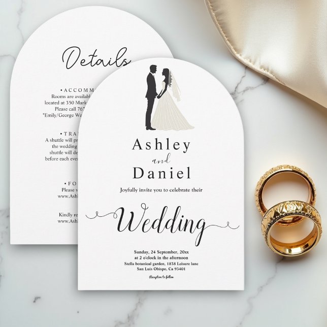 Invitation Mariage romantique noir et blanc (Créateur téléchargé)