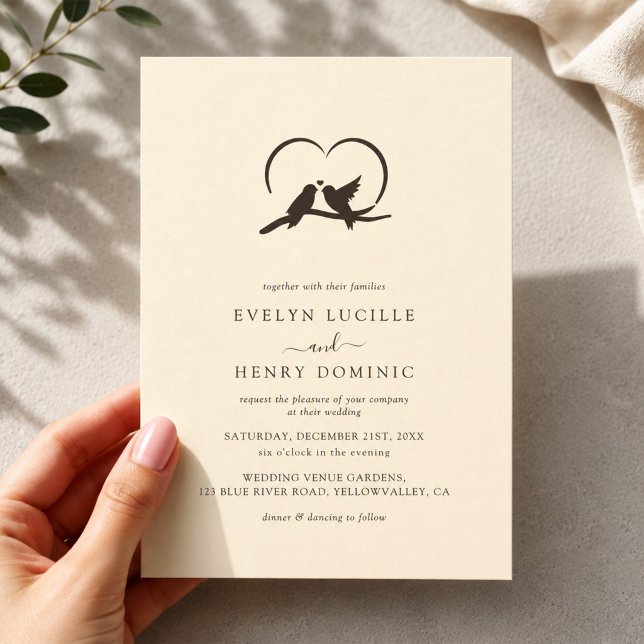 Invitation Mariage Romantique Oiseaux Mignons Classiques Mini (Créateur téléchargé)