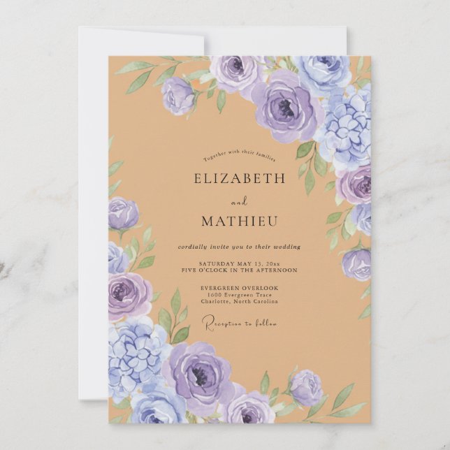Invitation Mariage Romantique Painterly Abricot (Devant)
