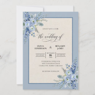 Invitation Mariage Romantique Pétales de Bleuet